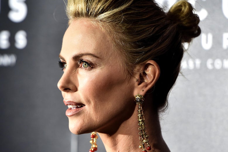 Charlize Theron attends the Premiere Of Focus Features' 'Tully' at Regal LA Live Stadium 14 on April 18, 2018 in Los Angeles, California.